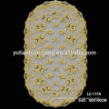 PVC emboss golden lace oval tablecloth